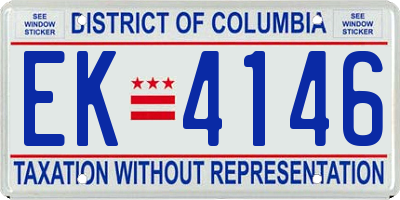 DC license plate EK4146