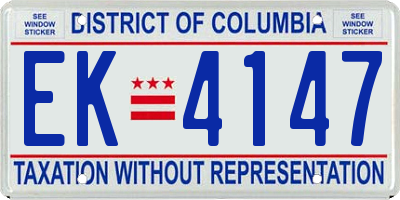 DC license plate EK4147