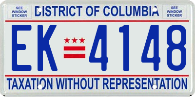 DC license plate EK4148