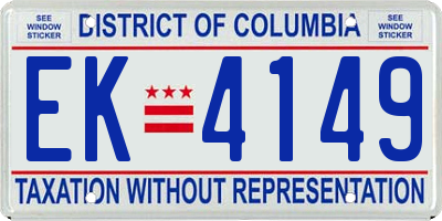 DC license plate EK4149