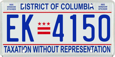 DC license plate EK4150