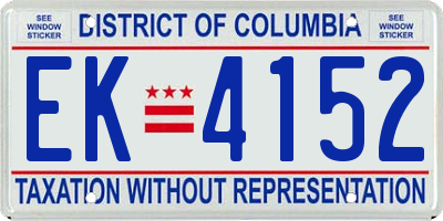 DC license plate EK4152