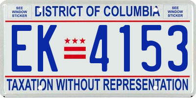 DC license plate EK4153