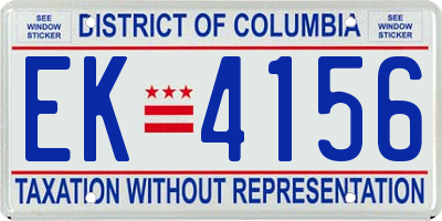 DC license plate EK4156