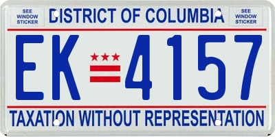 DC license plate EK4157