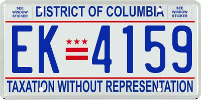 DC license plate EK4159