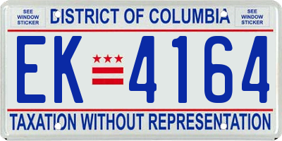 DC license plate EK4164