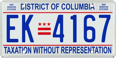 DC license plate EK4167