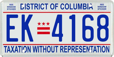 DC license plate EK4168