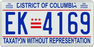 DC license plate EK4169