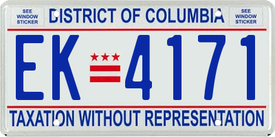 DC license plate EK4171