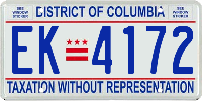 DC license plate EK4172