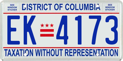DC license plate EK4173