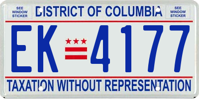 DC license plate EK4177