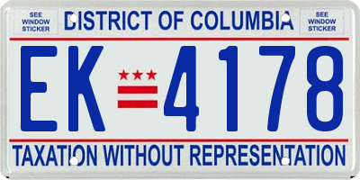 DC license plate EK4178