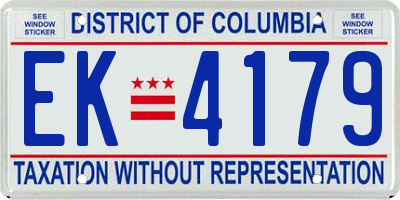 DC license plate EK4179