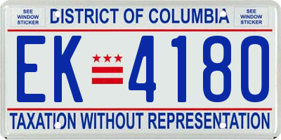 DC license plate EK4180