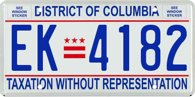 DC license plate EK4182