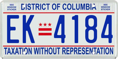 DC license plate EK4184