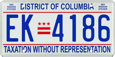 DC license plate EK4186