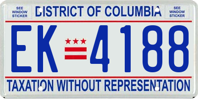DC license plate EK4188