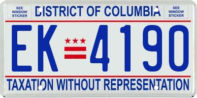 DC license plate EK4190