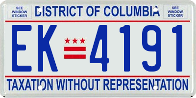 DC license plate EK4191