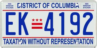 DC license plate EK4192