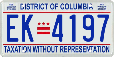 DC license plate EK4197