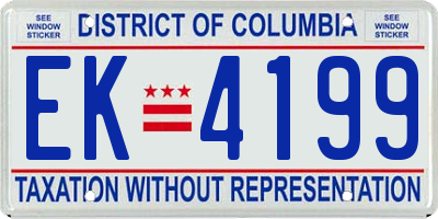 DC license plate EK4199