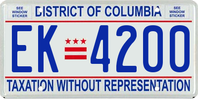 DC license plate EK4200