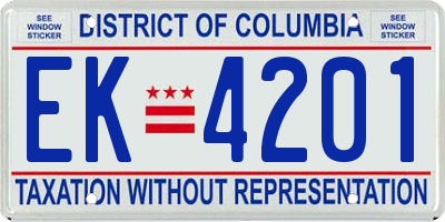 DC license plate EK4201