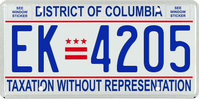 DC license plate EK4205