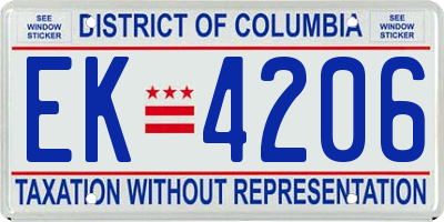 DC license plate EK4206