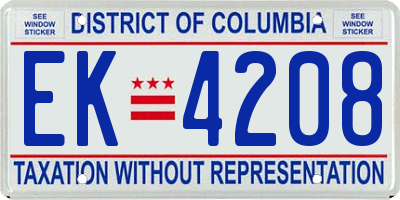 DC license plate EK4208