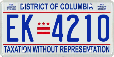 DC license plate EK4210