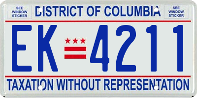 DC license plate EK4211