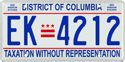 DC license plate EK4212