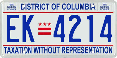 DC license plate EK4214