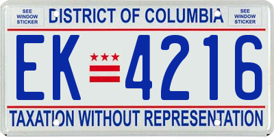 DC license plate EK4216