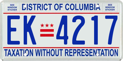 DC license plate EK4217