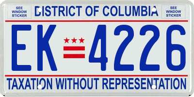 DC license plate EK4226