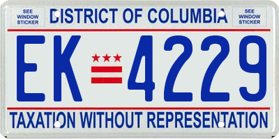 DC license plate EK4229
