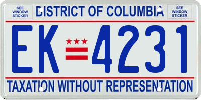 DC license plate EK4231