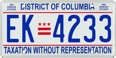 DC license plate EK4233