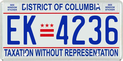 DC license plate EK4236