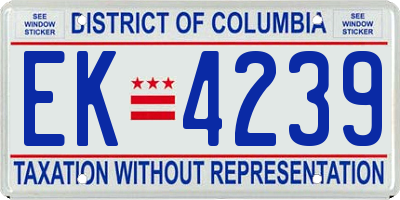 DC license plate EK4239