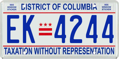 DC license plate EK4244