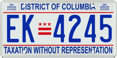 DC license plate EK4245