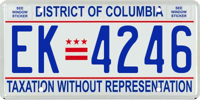 DC license plate EK4246